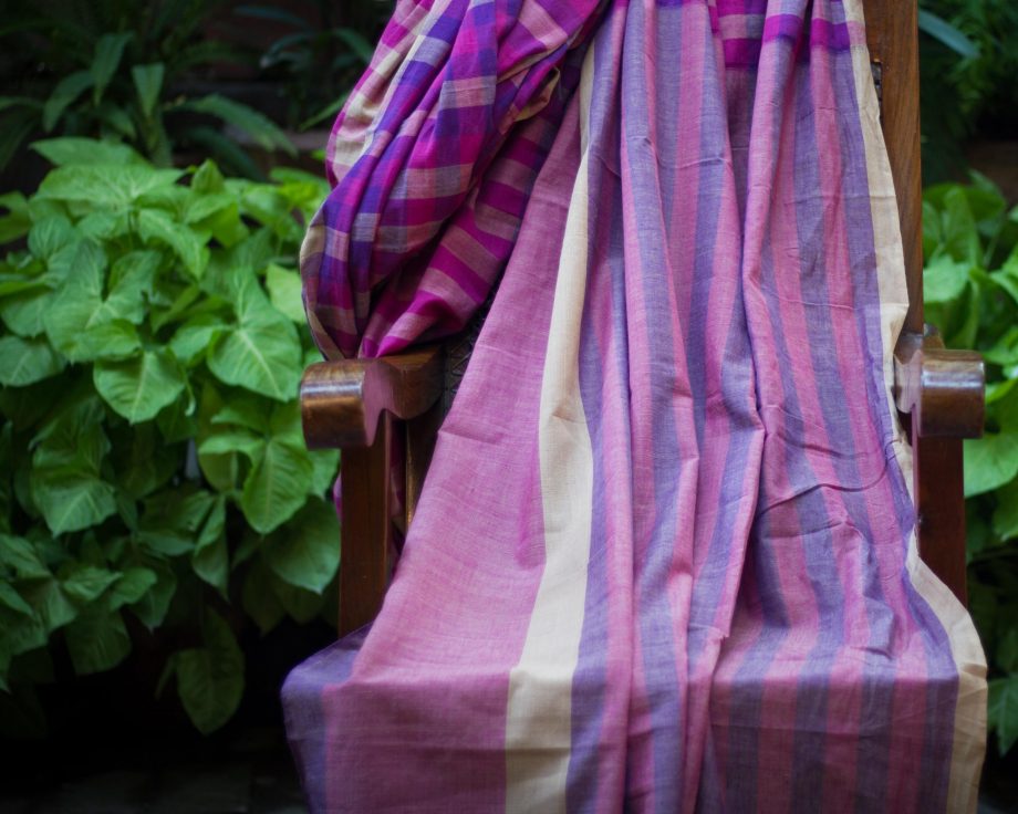 handwoven purple cotto sari