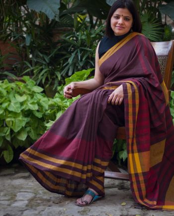 brown handloom cotton saree