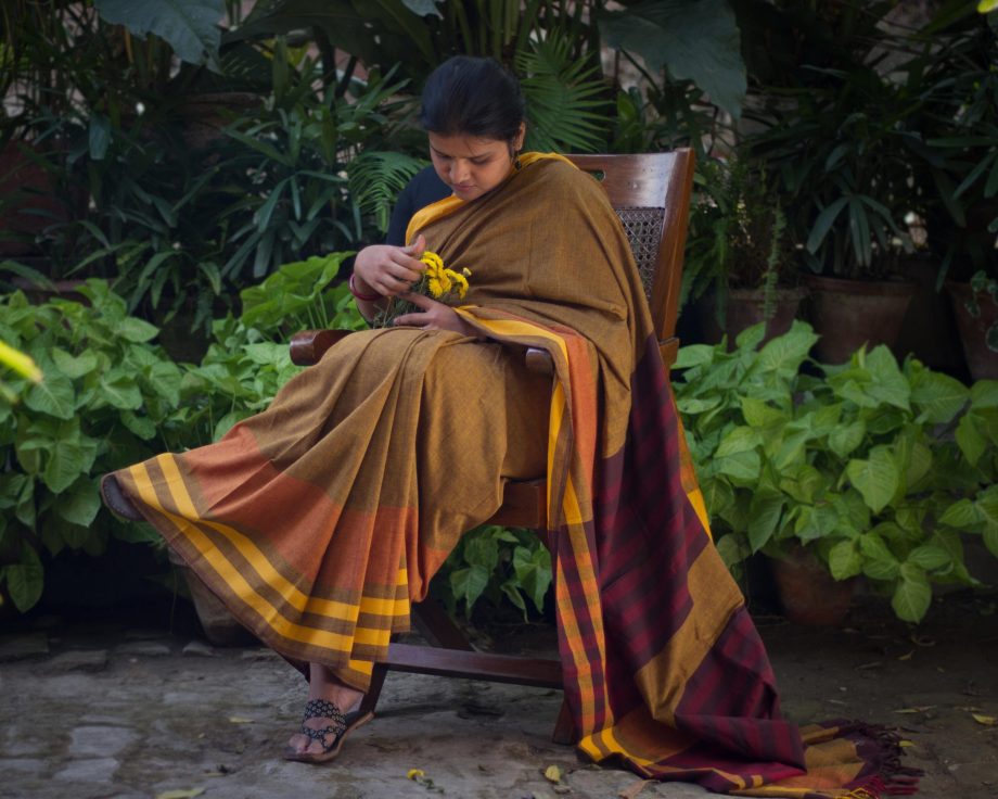 brown handloom cotton saree