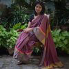 wine coloured handloom cotton saree
