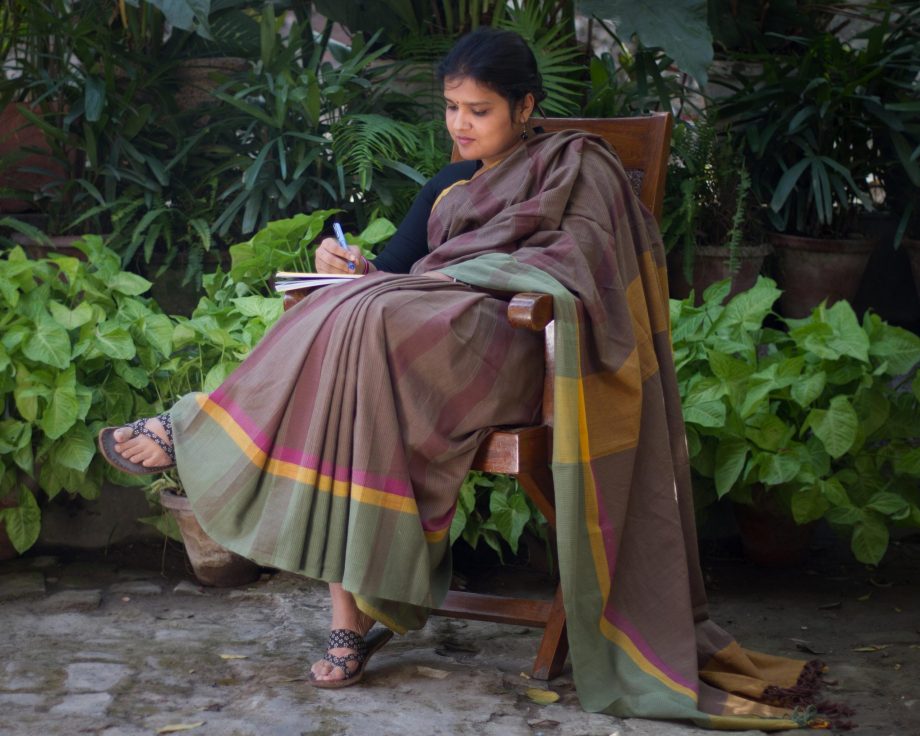 brown handloom cotton saree