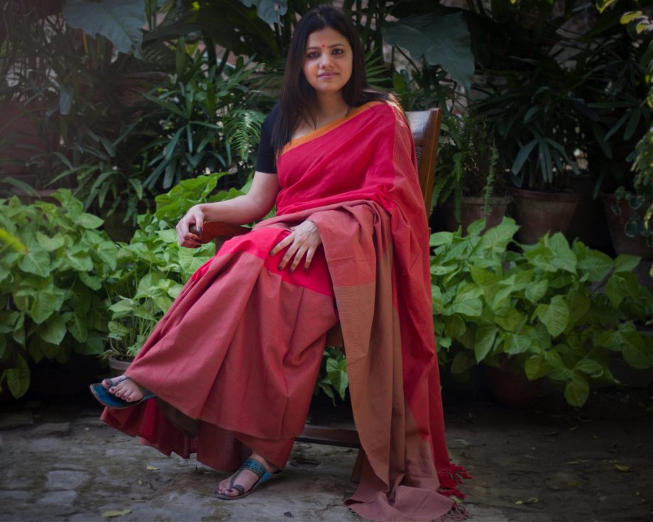 red handloom saree