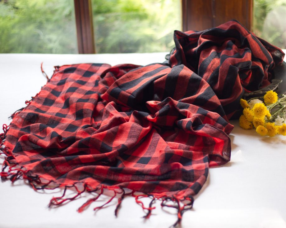 handloom red cotton dupatta