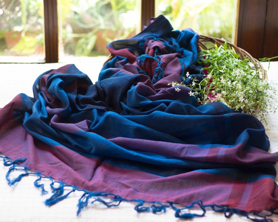 indigo cotton handloom dopatta