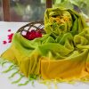 handloom cotton summer green yellow dupatta