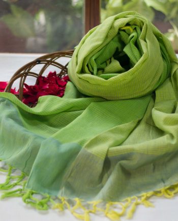 handloom cotton summer green yellow dupatta