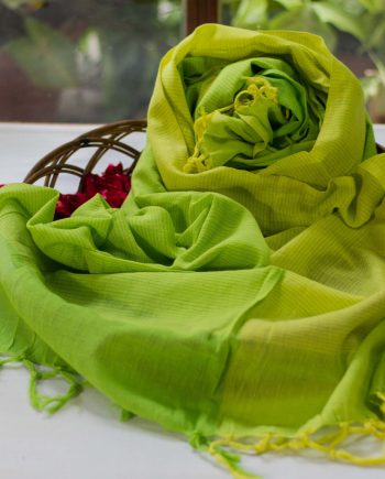 handloom cotton summer green yellow dupatta