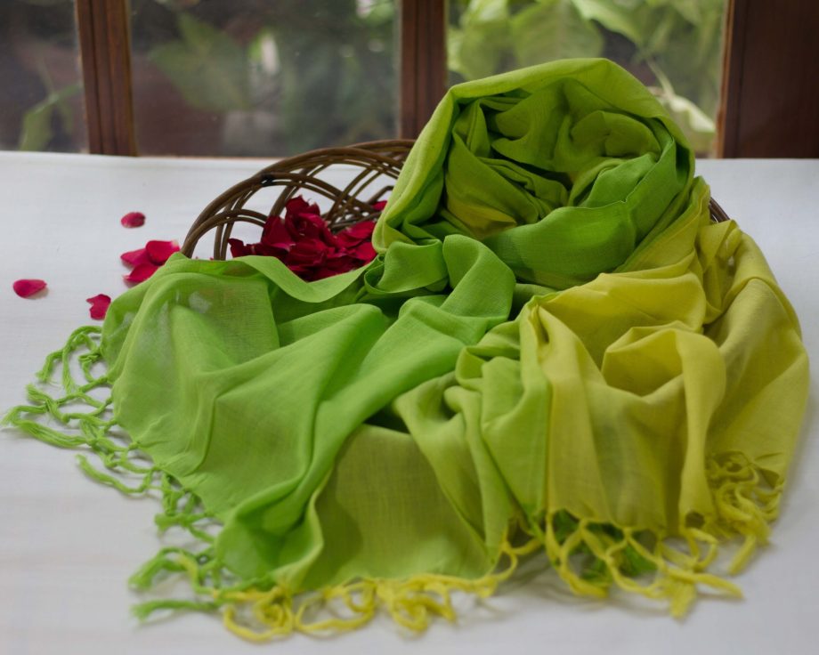 handloom cotton summer green yellow dupatta