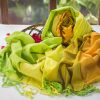 handloom cotton summer green yellow dupatta