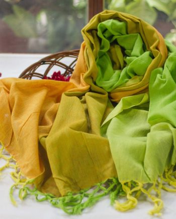 handloom cotton summer green yellow dupatta