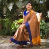 handloom cotton ochre saree