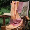 orange cotton handloom dopatta handwoven in Uttar Pradesh