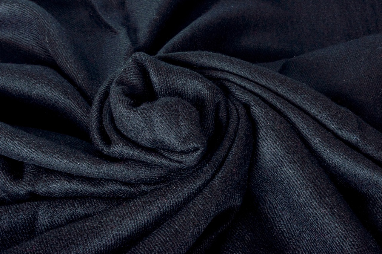 Black Pashmina Handspun Handwoven Pure Wool Shawl