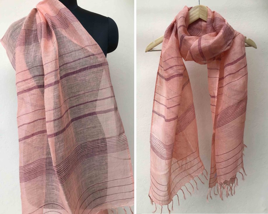 Handloom cotton scarf handmade handwoven linen in India