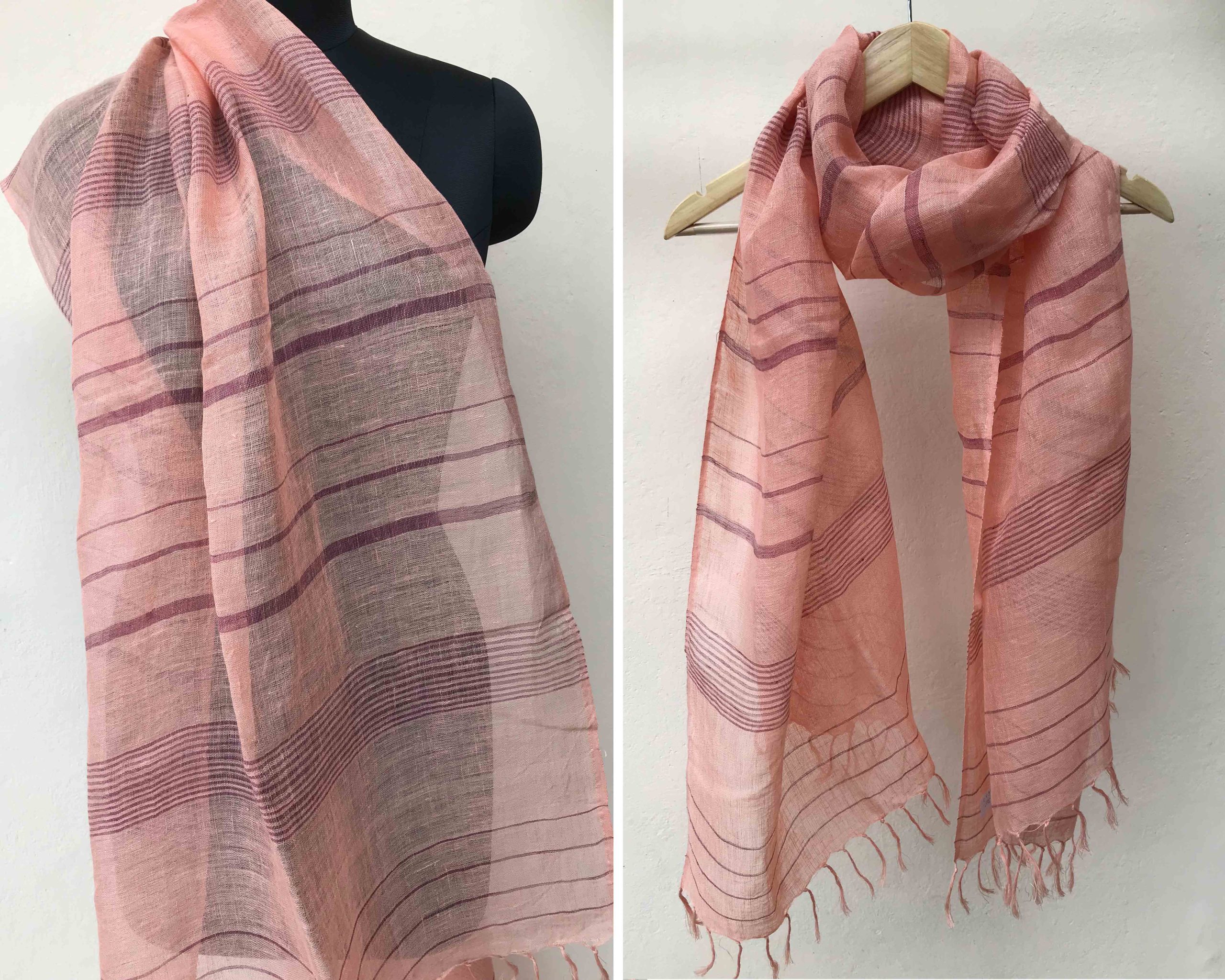 Handloom scarf : Linen berries