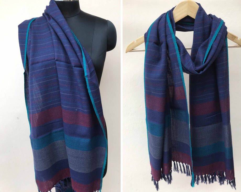 Handloom cotton scarf handmade handwoven linen in India pure wool