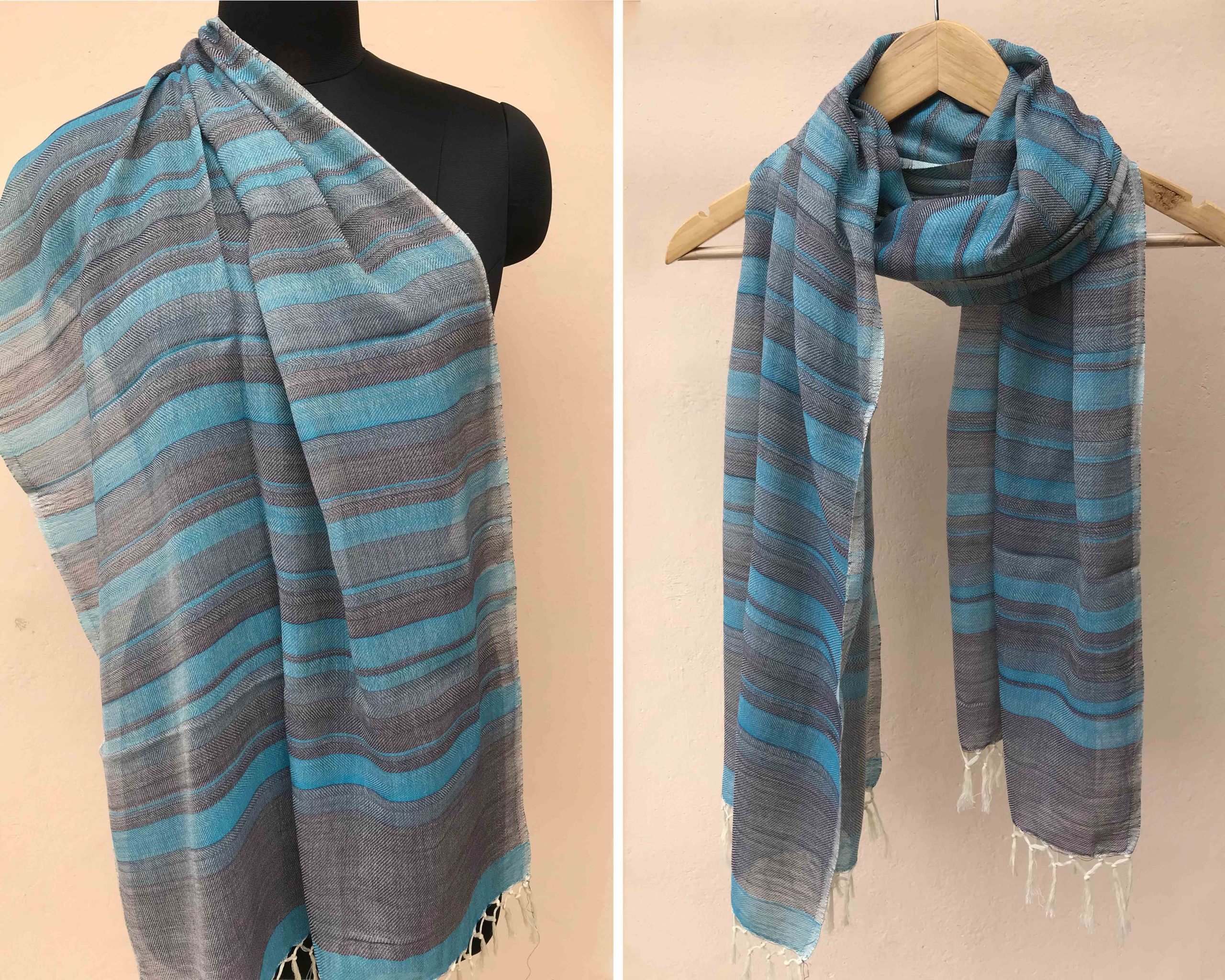 Kilmora cotton stole : Stripy skies