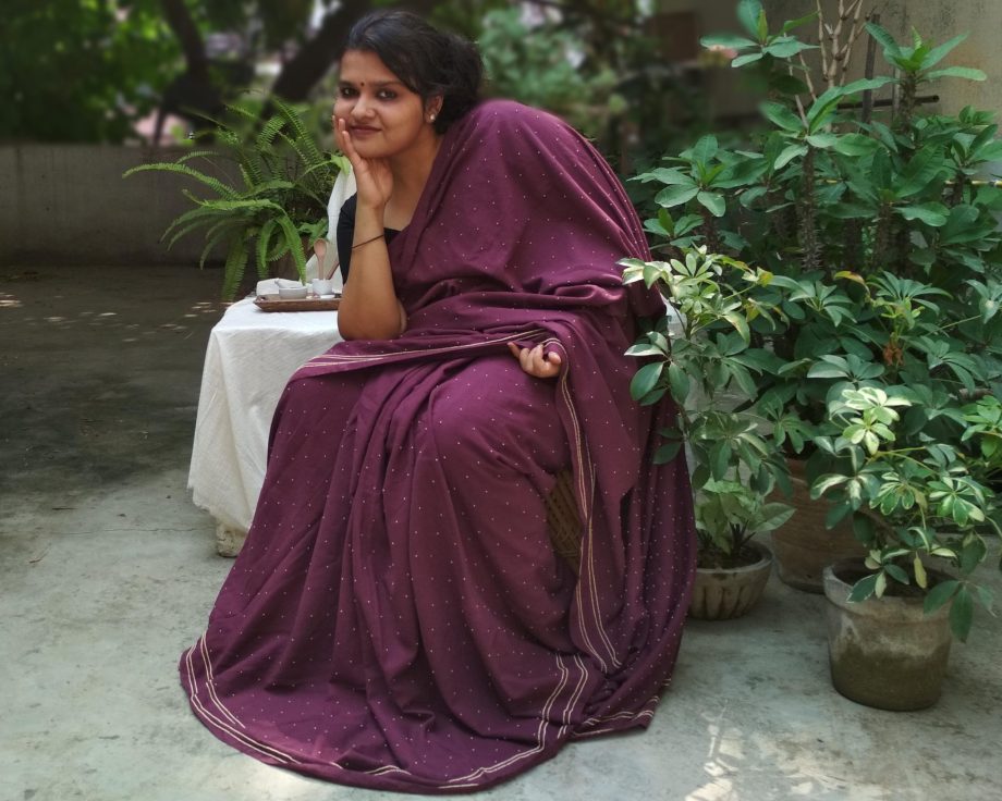 Handloom cotton saree, sari handmade handwoven in India