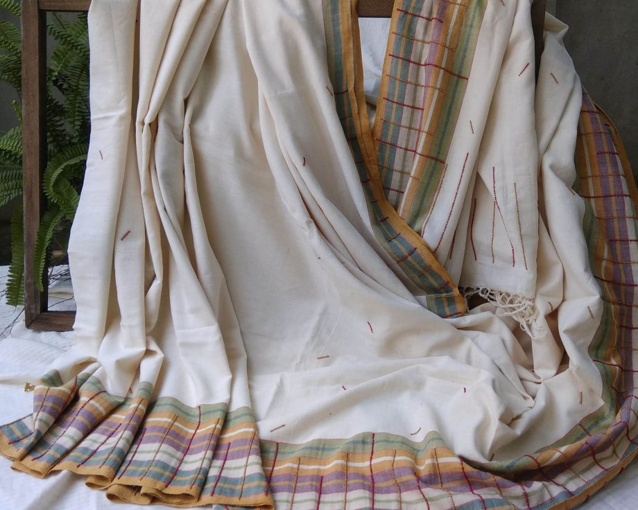 Handloom cotton saree, sari handmade handwoven in India