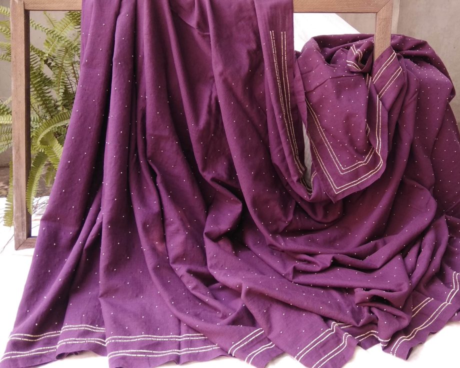 Handloom cotton saree, sari handmade handwoven in India