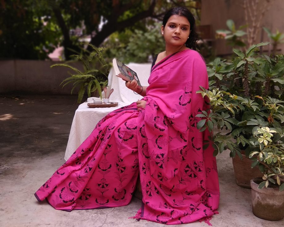 Handloom cotton saree, sari handmade handwoven in India