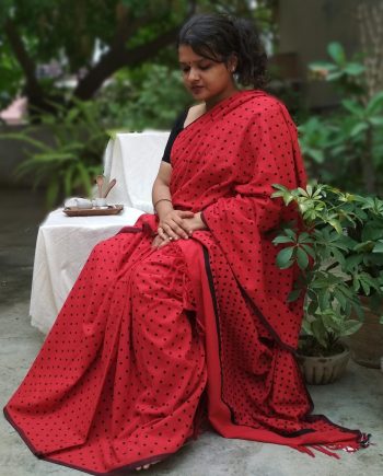 Handloom cotton saree, sari handmade handwoven in India