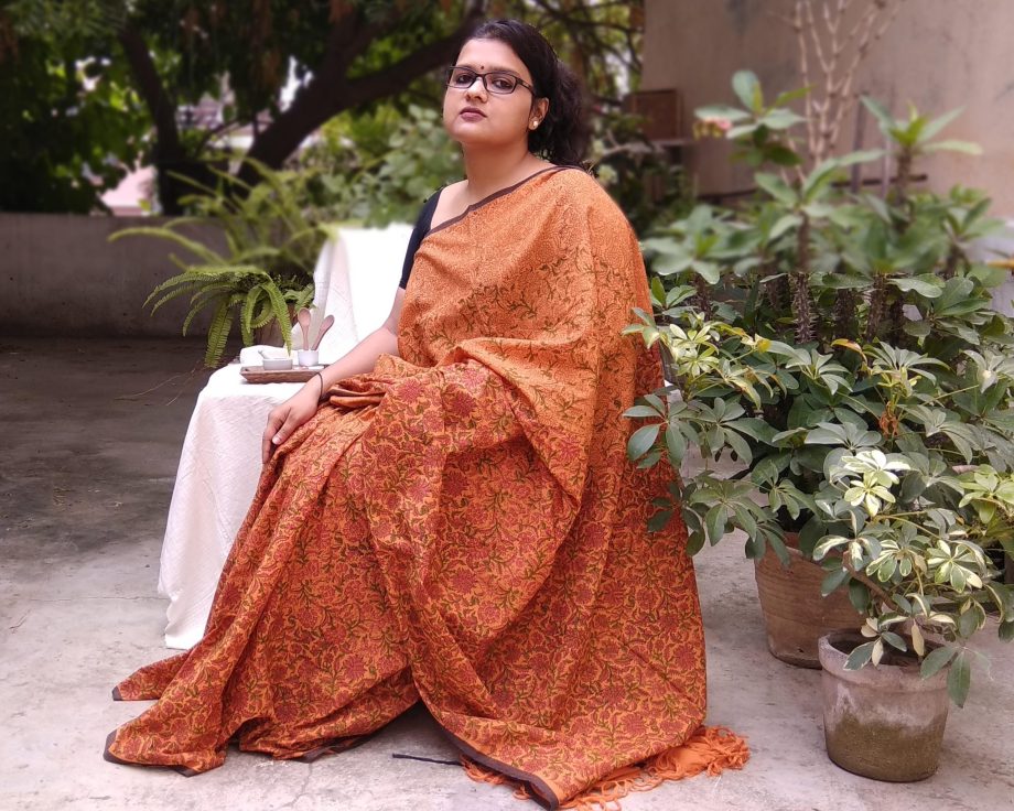 Handloom cotton saree, sari handmade handwoven in India