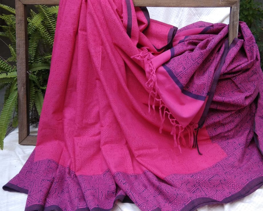 Handloom cotton saree, sari handmade handwoven in India