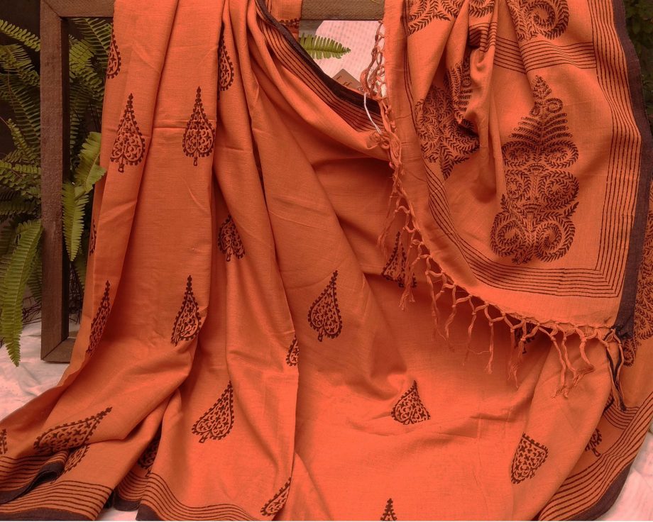 Handloom cotton saree, sari handmade handwoven in India