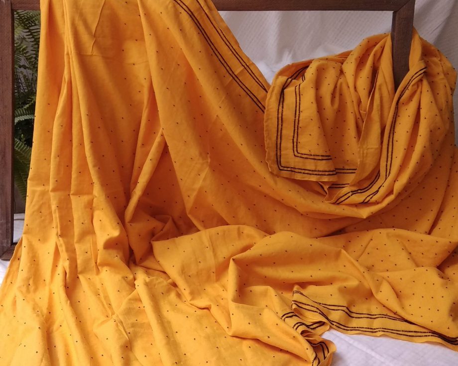 Handloom cotton saree, sari handmade handwoven in India