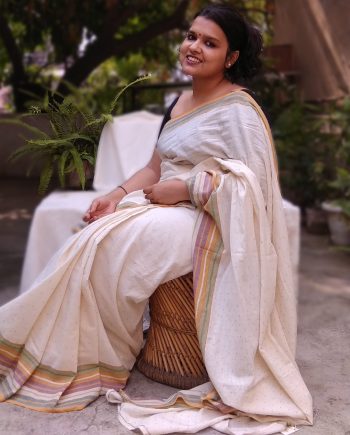 Handloom cotton saree, sari handmade handwoven in India