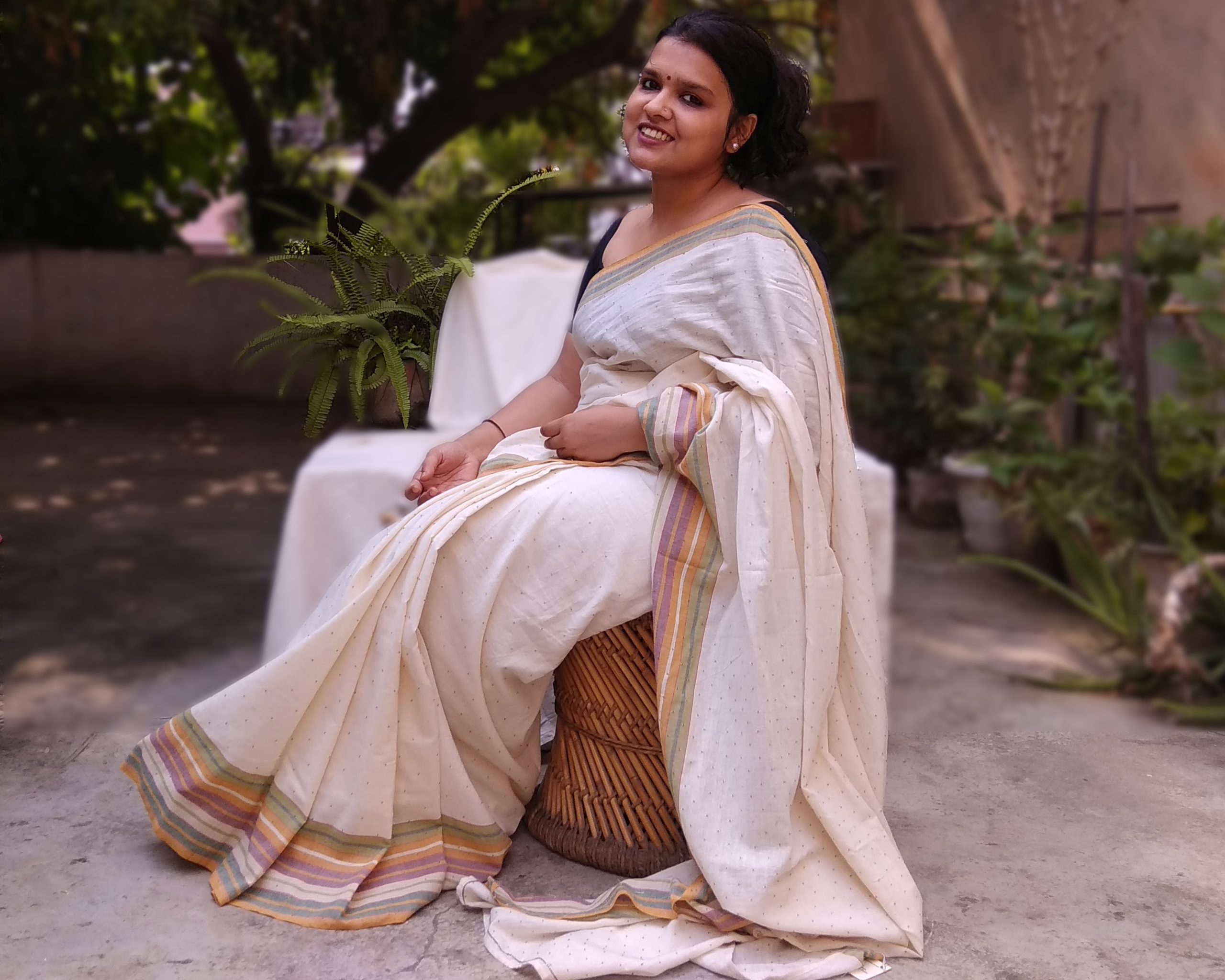 Bordered Sober: Handmade Zardozi Saree