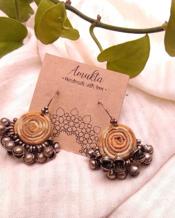 Handmade fabric jewelry earring ajrakh brocade