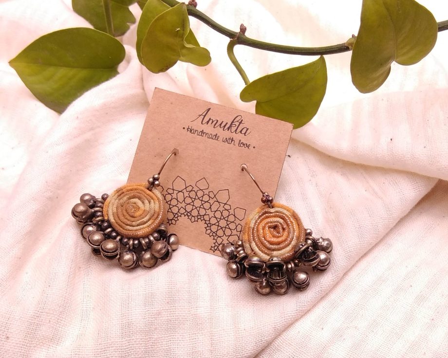 Handmade fabric jewelry earring ajrakh brocade