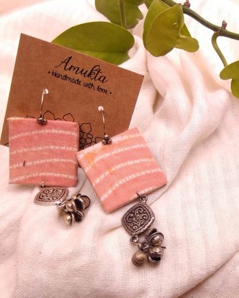 Handmade fabric jewelry earring ajrakh brocade