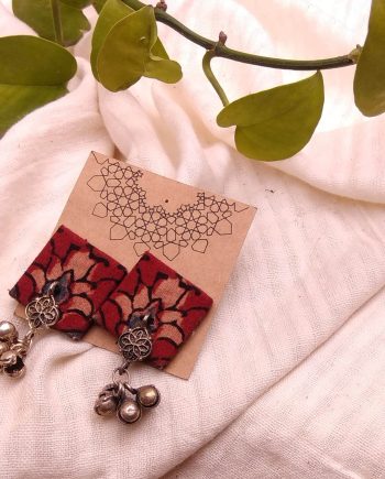 Handmade fabric jewelry earring ajrakh brocade