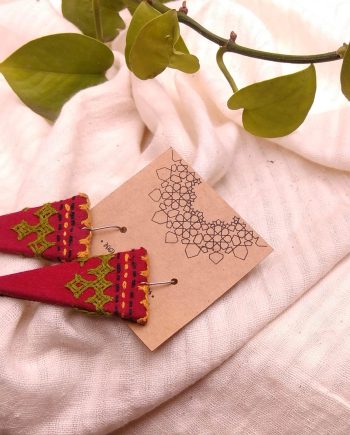 Handmade fabric jewelry earring ajrakh brocade