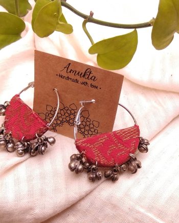 Handmade fabric jewelry earring ajrakh brocade