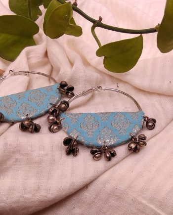 Handmade fabric jewelry earring ajrakh brocade