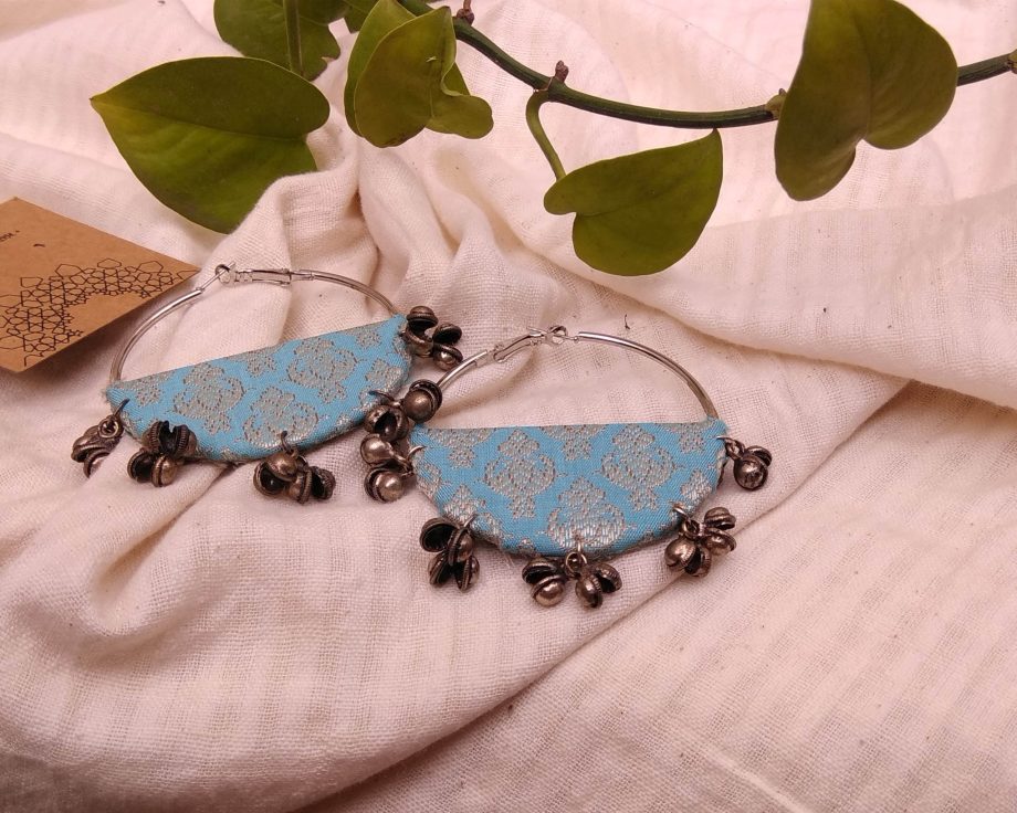 Handmade fabric jewelry earring ajrakh brocade