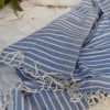 Handloom cotton saree, sari handmade natural white handwoven in India indigo