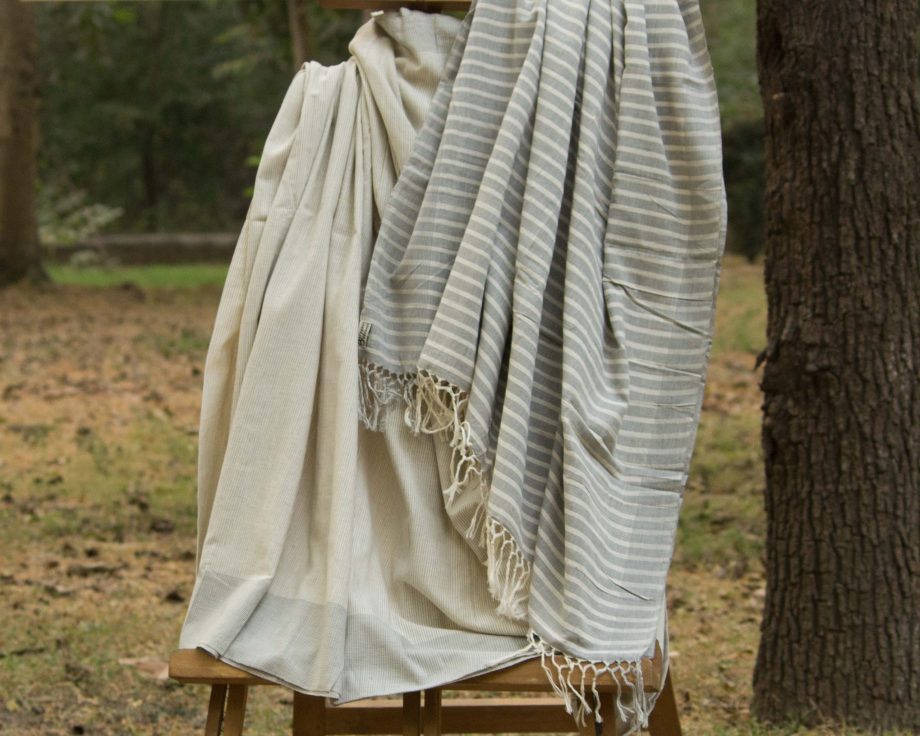 Handloom cotton and silk saree. sari handmade with natural silk and handwoven in India.