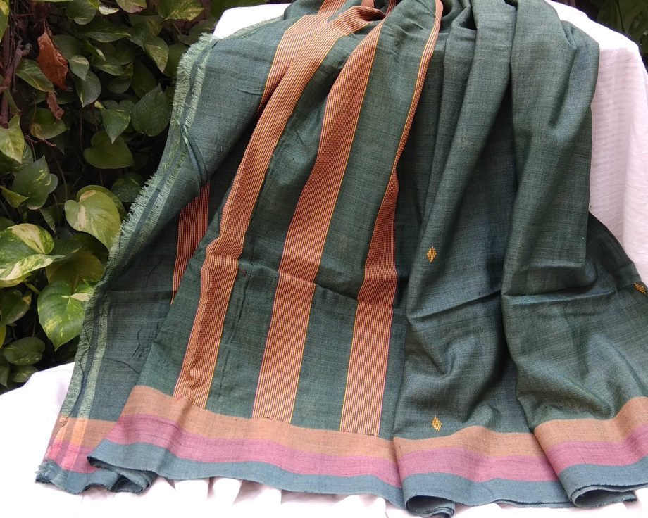 Handloom cotton saree, sari handmade natural white handwoven in India