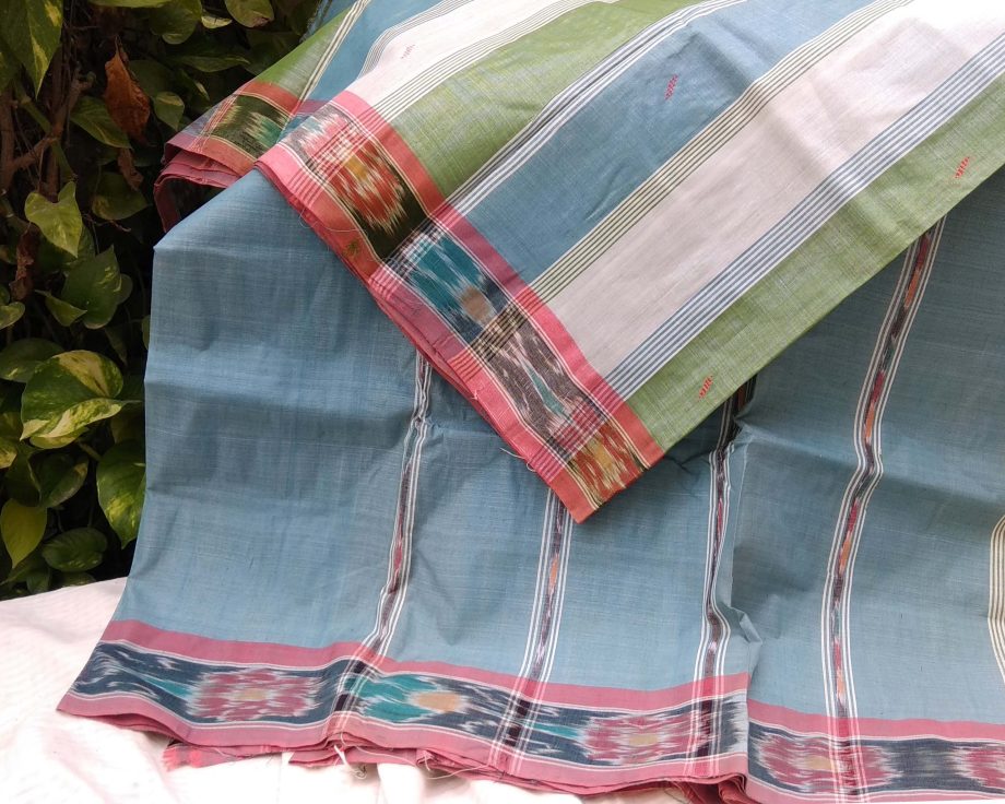 Handloom cotton saree, sari handmade natural white handwoven in India