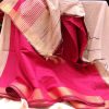 Handloom cotton saree, sari handmade natural white handwoven in India