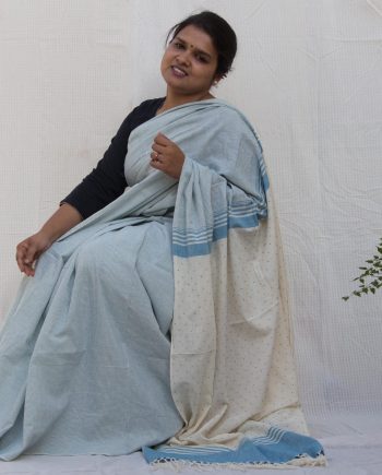 Handloom cotton and silk saree. sari handmade with natural silk and handwoven in India.