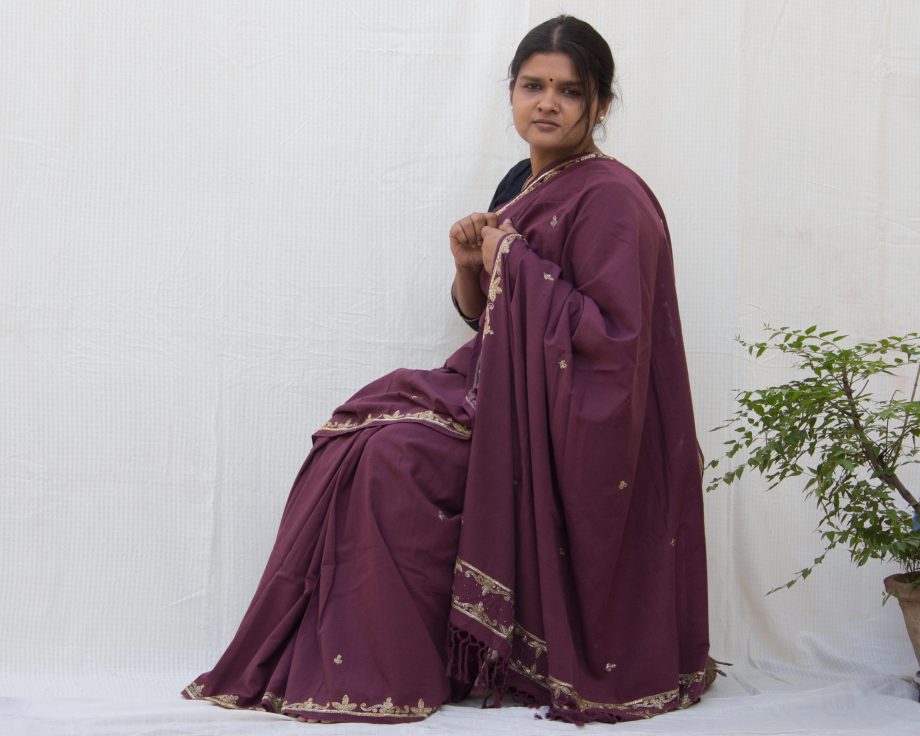 Handloom cotton and silk saree. sari handmade with natural silk and handwoven in India.