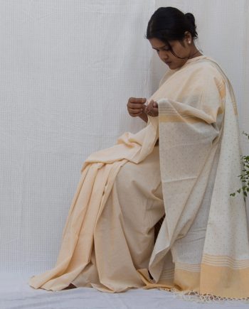 Handloom cotton and silk saree. sari handmade with natural silk and handwoven in India.