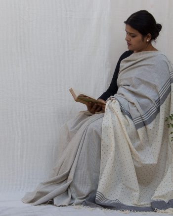 Handloom cotton and silk saree. sari handmade with natural silk and handwoven in India.
