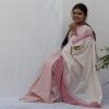 Handloom cotton and silk saree. sari handmade with natural silk and handwoven in India.